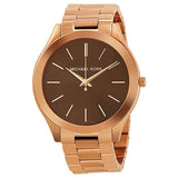 Michael Kors Slim Runway Brown Dial Rose Gold Stainless Steel Strap Watch for Women - MK3181 Buy Now By Michael Kors