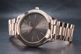 Michael Kors Slim Runway Brown Dial Rose Gold Stainless Steel Strap Watch for Women - MK3181 Buy Now By Michael Kors
