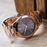 Michael Kors Slim Runway Brown Dial Rose Gold Stainless Steel Strap Watch for Women - MK3181 Buy Now By Michael Kors