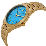 Michael Kors Slim Runway Blue Dial Gold Steel Strap Watch for Women - MK3265 Buy Now By Michael Kors