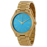 Michael Kors Slim Runway Blue Dial Gold Steel Strap Watch for Women - MK3265 Buy Now By Michael Kors
