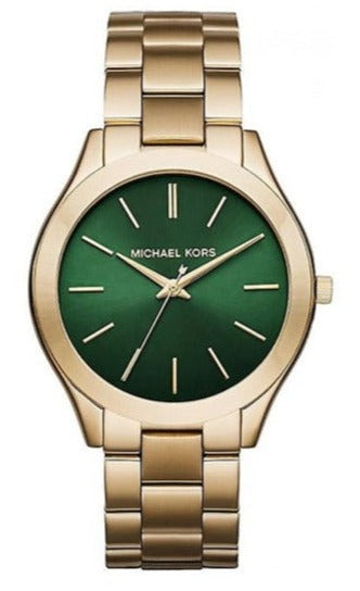 Michael Kors Slim Runway Green Dial Gold Steel Strap Watch for Women - MK3435 Buy Now By Michael Kors