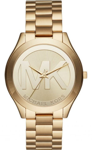 Michael Kors Slim Runway Analog Gold Dial Gold Steel Strap Watch For Women - MK3739 Buy Now By Michael Kors