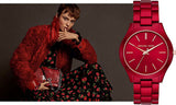 Michael Kors Slim Runway Red Dial Red Steel Strap Watch For Women - MK3895 Buy Now By Michael Kors