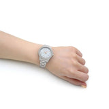 Michael Kors Liliane Three Hand Mother of Pearl White Dial Silver Steel Strap Watch For Women - MK4556 Buy Now By Michael Kors