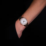 Michael Kors Lilane Three Hand Mother of Pearl White Dial Rose Gold Steel Strap Watch For Women - MK4557 Buy Now By Michael Kors