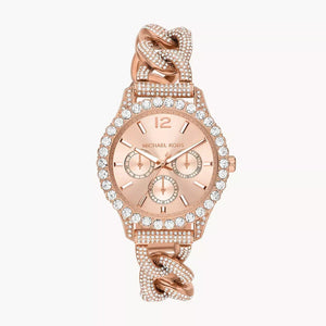 Michael Kors Layton Multifunction Crystals Rose Gold Dial Rose Gold Steel Strap Watch for Women - MK4654 Buy Now By Michael Kors