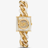 Michael Kors Chain Lock Analog Crystals Silver Dial Gold Steel Strap Watch for Women - MK4809 Buy Now By Michael Kors