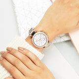 Michael Kors Parker White Dial with Diamonds Rose Gold Steel Strap Watch for Women - MK5491 Buy Now By Michael Kors