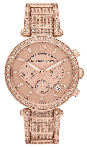 Michael Kors Uptown Glam Parker Chronograph Rose Gold Dial Steel Strap Watch for Women - MK5663 Buy Now By Michael Kors