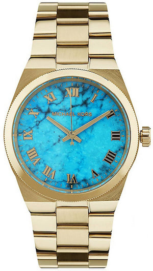 Michael Kors Channing Turquoise Dial Gold Steel Strap Watch For Women - MK5894 Buy Now By Michael Kors
