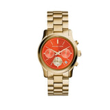 Michael Kors Runway Chronograph Orange Dial Gold Steep Strap Watch For Women - MK6162 Buy Now By Michael Kors