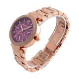 Michael Kors Mini Parker Multi-Function Plum Mother of Pearl Dial Rose Gold Steel Strap Watch For Women - MK6403 Buy Now By Michael Kors