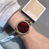 Michael Kors Parker Mother of Pearl Red Dial Two Tone Steel Strap Watch for Women - MK6427 Buy Now By Michael Kors