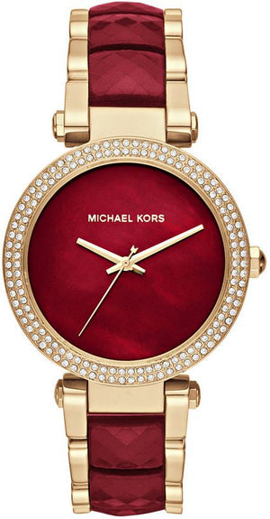 Michael Kors Parker Mother of Pearl Red Dial Two Tone Steel Strap Watch for Women - MK6427 Buy Now By Michael Kors