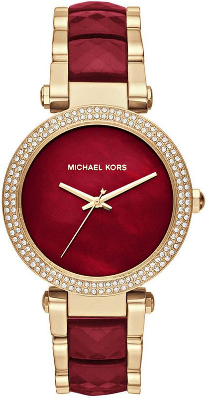 Michael Kors Parker Mother of Pearl Red Dial Two Tone Steel Strap Watch for Women - MK6427 Buy Now By Michael Kors