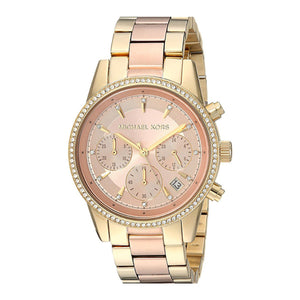 Michael Kors Ritz Chronograph Rose Dial Two Tone Steel Strap Watch for Women - MK6475 Buy Now By Michael Kors