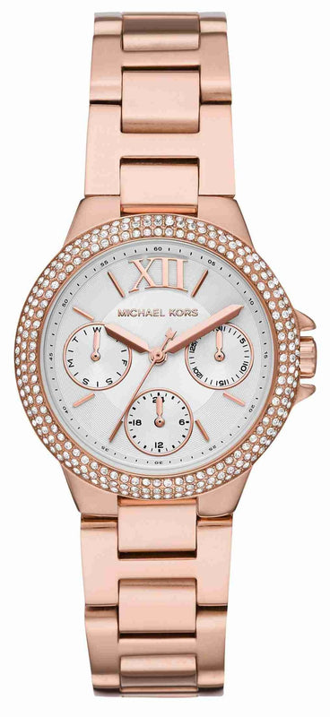 Michael Kors Camille Multifunction White Dial Rose Gold Steel Strap Watch For Women - MK6845 Buy Now By Michael Kors