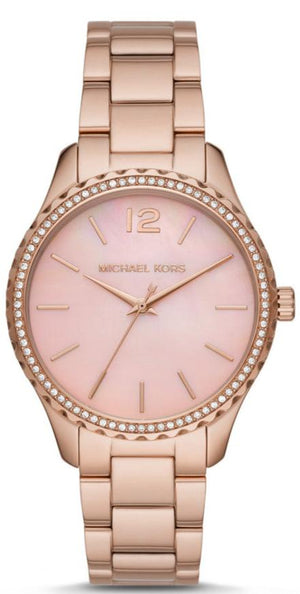 Michael Kors Layton Three Hand Pink Dial Rose Gold Steel Strap Watch For Women - MK6848 Buy Now By Michael Kors