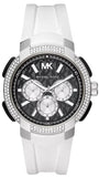 Michael Kors Sidney Multifunction Black Dial White Silicone Strap Watch For Women - MK6947 Buy Now By Michael Kors