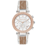 Michael Kors Parker Chronograph White Dial Two Tone Leather Strap Watch For Women - MK6950 Buy Now By Michael Kors