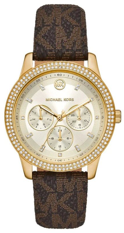 Michael Kors Tibby Multifunction Gold Dial Brown Leather Strap Watch For Women - MK6966 Buy Now By Michael Kors