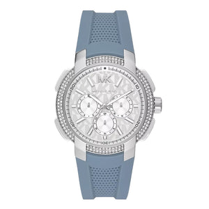 Michael Kors Sidney Multifunction Crystals Silver Dial Blue Rubber Strap Watch for Women - MK7220 Buy Now By Michael Kors