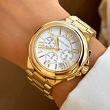 Michael Kors Camille Chronograph White Dial Gold Steel Strap Watch For Women - MK7270 Buy Now By Michael Kors