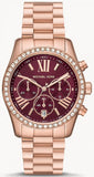 Michael Kors Lexington Chronograph Red Dial Rose Gold Steel Strap Watch For Women - MK7275 Buy Now By Michael Kors