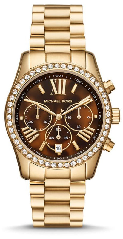 Michael Kors Lexington Chronograph Brown Dial Gold Steel Strap Watch For Women - MK7276 Buy Now By Michael Kors