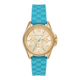 Michael Kors Mini Pilot Quartz Gold Dial Blue Silicone Strap Watch For Women - MK7374 Buy Now By Michael Kors