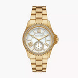 Michael Kors Everest Three Hand Mother of Pearl White Dial Gold Steel Strap Watch For Women - MK7401 Buy Now By Michael Kors