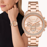 Michael Kors Wren Chronograph Rose Gold Dial Rose Gold Steel Strap Watch for Women - MK7430 Buy Now By Michael Kors