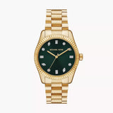 Michael Kors Lexington Three Hand Green Dial Gold Steel Strap Watch For Women - MK7449 Buy Now By Michael Kors