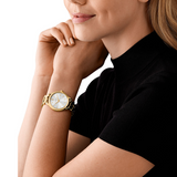 Michael Kors Runway Three-Hand White Dial Gold Steel Strap Watch for Women - MK7472 Buy Now By Michael Kors