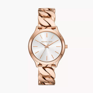 Michael Kors Runway Three-Hand Silver Dial Rose Gold Steel Strap Watch for Women - MK7473 Buy Now By Michael Kors