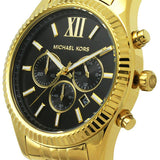Michael Kors Lexington Chronograph Black Dial Gold Steel Strap Watch for Men - MK8286 Buy Now By Michael Kors