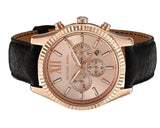 Michael Kors Lexington Chronograph Rose Gold Dial Black Leather Strap Watch For Men - MK8516 Buy Now By Michael Kors