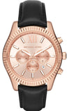 Michael Kors Lexington Chronograph Rose Gold Dial Black Leather Strap Watch For Men - MK8516 Buy Now By Michael Kors