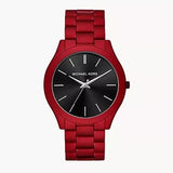 Michael Kors Slim Runway Quartz Black Dial Red Steel Strap Watch for Men - MK8712 Buy Now By Michael Kors