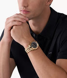 Michael Kors Everest Three Hand Quartz Black Dial Gold Steel Strap Watch For Men - MK9140 Buy Now By Michael Kors