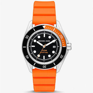 Michael Kors Maritime Three-Hand Analog Black Dial Orange Silicone Strap Watch for Men - MK9157 Buy Now By Michael Kors