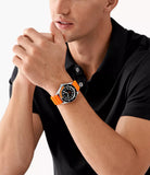 Michael Kors Maritime Three-Hand Analog Black Dial Orange Silicone Strap Watch for Men - MK9157 Buy Now By Michael Kors