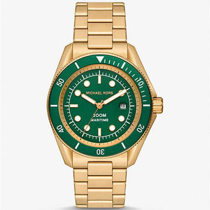 Michael Kors Maritime Analog Green Dial Gold Steel Strap Watch for Men - MK9162 Buy Now By Michael Kors