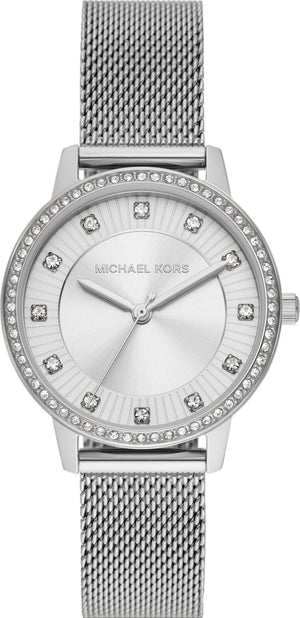 Michael Kors Quartz Crystals White Dial Silver Mesh Strap Watch for Women - MKO1013 Buy Now By Michael Kors