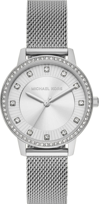 Michael Kors Quartz Crystals White Dial Silver Mesh Strap Watch for Women - MKO1013 Buy Now By Michael Kors