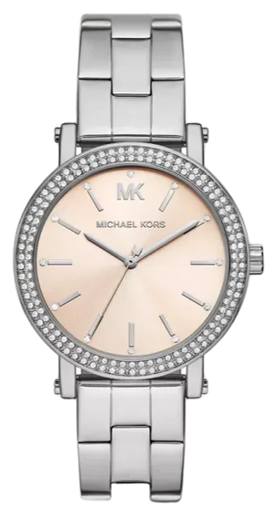 Michael Kors Corey Three Hand Pink Dial Silver Steel Strap Watch for Women - MKO1050 Buy Now By Michael Kors