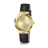 Guess Rumour Quartz Gold Dial Black Leather Strap Watch For Women - GW0689L2 Buy Now By Guess