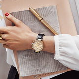 Michael Kors Sawyer Champagne Dial Black Leather Strap Watch for Women - MK2433 Buy Now By Michael Kors