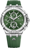 Maurice Lacroix Aikon Chronograph Green Dial Green Rubber Strap Watch for Men - AI1018-SS000-630-5 Buy Now By Maurice Lacroix